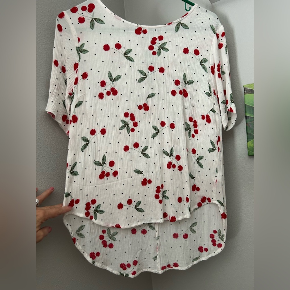 Potter's Pot Red Cherry Print Blouse